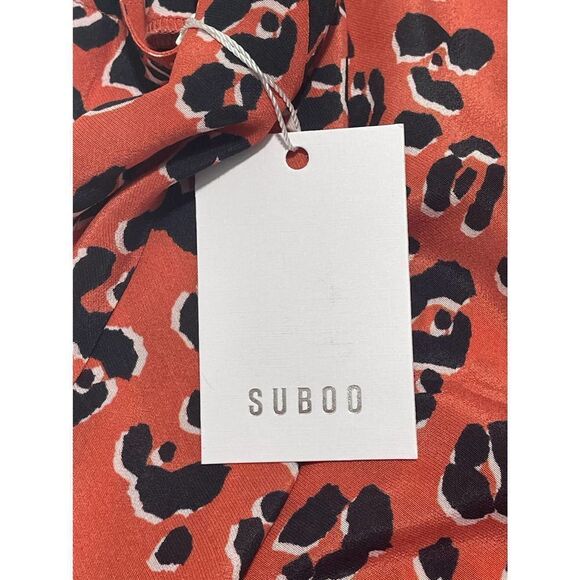 Suboo Zanzibar Bias Cut Cami Cheetah Animal Print Tank Top Coral Pink Medium NWT - Picture 3 of 13